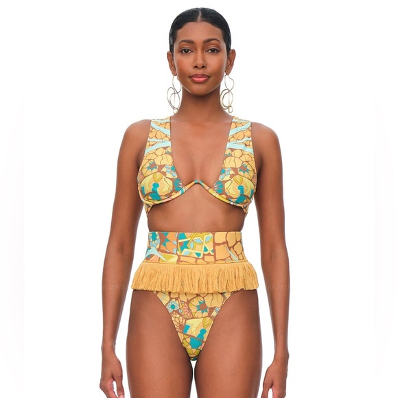 NWT Andrea Iyamah Lasa High Rise Bikini top and bottom Ilia print  - S - Picture 1 of 6